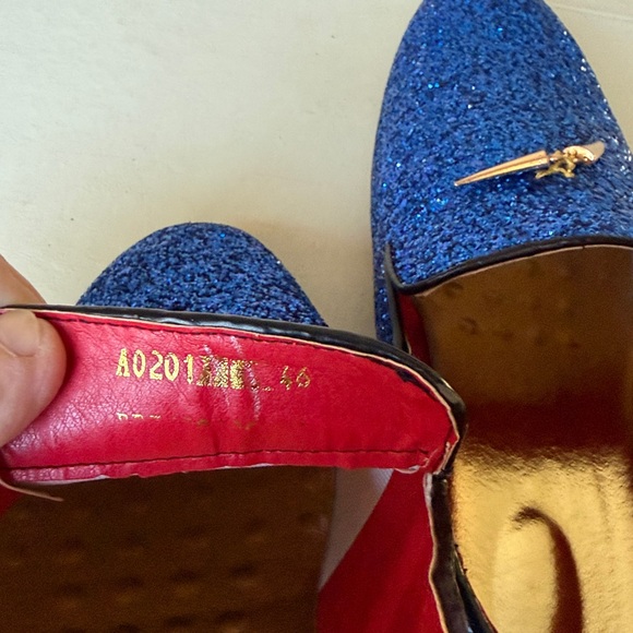 #Blue glitter loafers main image 4